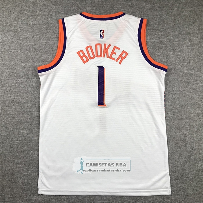 Camiseta Nino Phoenix Suns Devin Booker NO 1 Association 2023-24 Blanco